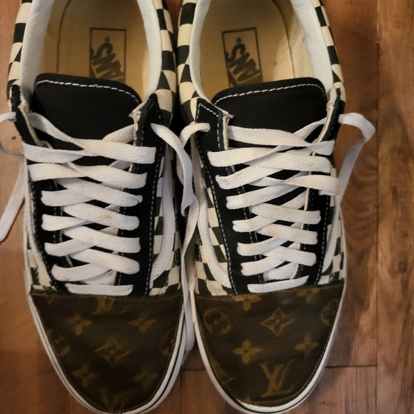 Vans Men's louis vuttion Old School Vans Handmade Cream And CheckerBoard Color - Picture 7 of 7